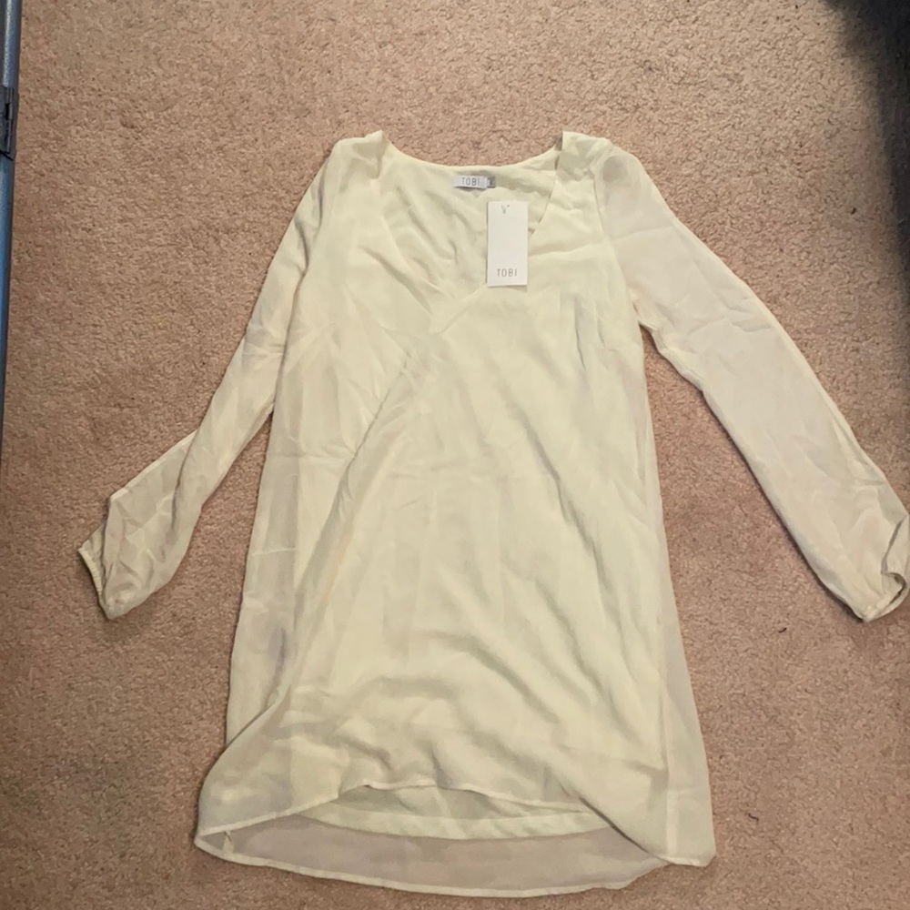 Long sleeve cream dress
